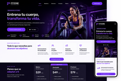 Landing page fitness FitZone